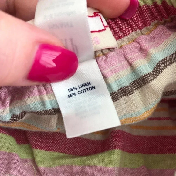 Baby Gap skirt outfit Bee Happy pastel linen stripes size 3-6 months - Picture 9 of 13